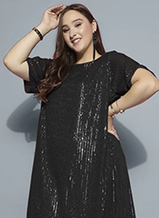 Winsome Black Lycra Designer Kurti with Sequins Work