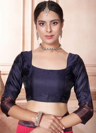 Woven Work Kanjivaram Silk Trendy Saree In Purple and Rani
