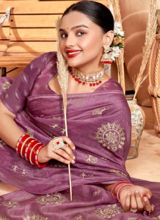 Woven Work Silk Classic Saree In Purple for Ceremonial