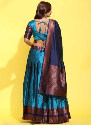 Woven Work Silk Lehenga Choli In Blue