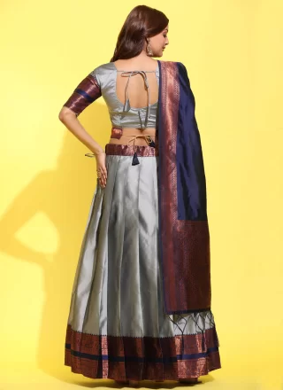 Woven Work Silk Lehenga Choli In Grey