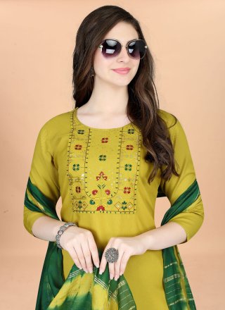 Yellow Blended Cotton Salwar Suit