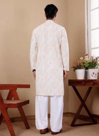 Yellow Chikankari and Embroidered Work Viscose Kurta Pyjama