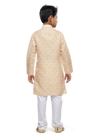 Yellow Cotton Kurta Pyjama