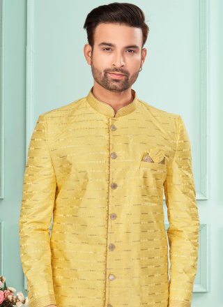 Yellow Fancy Fabric Indo Western