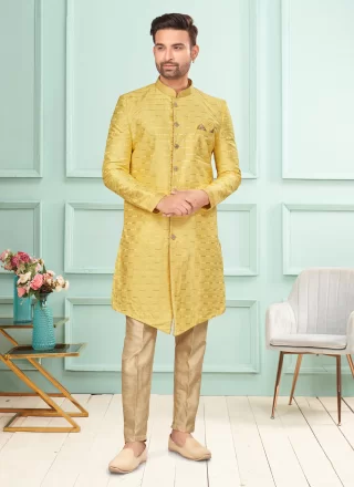 Yellow Fancy Fabric Indo Western