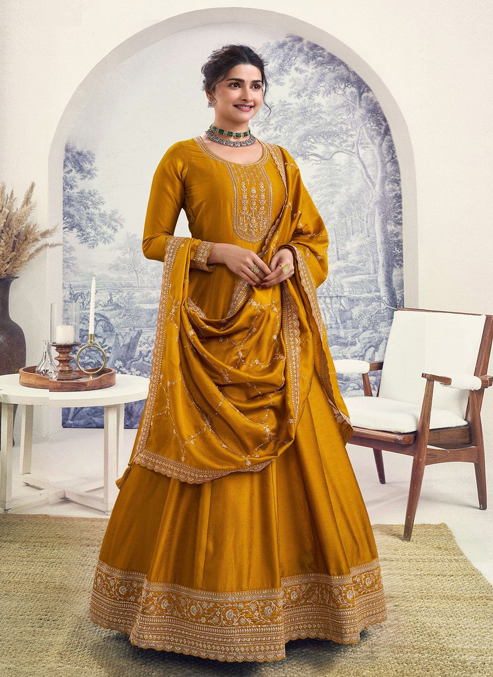 Lowest Price Yellow Pure Georgette Gota Patti Anarkali Suits Yellow Pure Georgette Gota Patti Anarkali Salwar Kameez and Yellow Pure Georgette Gota Patti Anarkali Salwar Suits Online Shopping