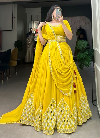 Yellow Bridal Haldi Wedding Lehenga Set SIYAINS309SD – ShreeFashionWear