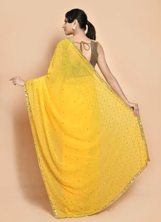 Yellow Georgette Traditional Saree