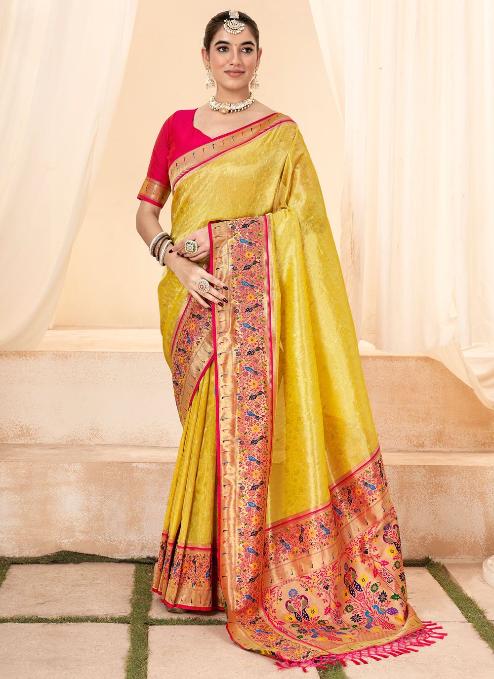 Yellow Bridal Saree - Buy Yellow Bridal Saree online in India