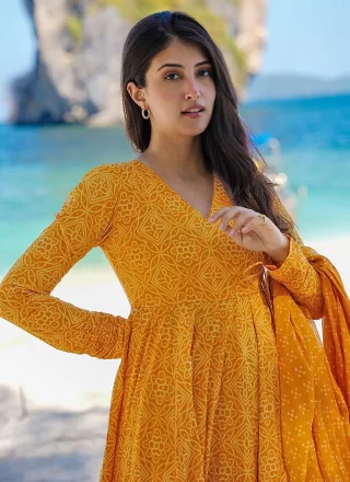 Yellow Muslin Readymade Salwar Suit