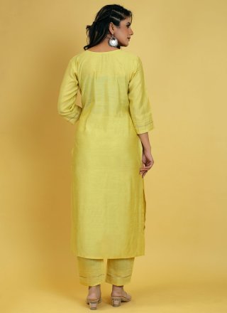 Yellow Organza Salwar Suit with Embroidered and Mirror Work