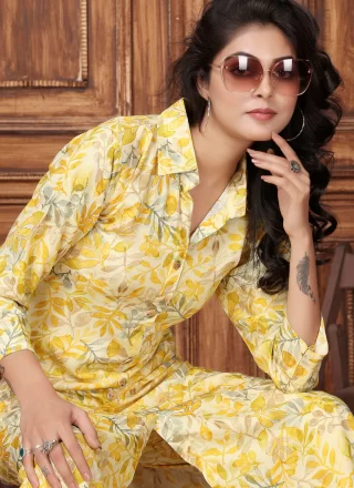 Yellow Rayon Party Wear Kurti with