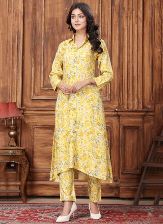 Yellow Rayon Party Wear Kurti with