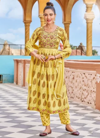 Yellow Rayon Salwar Suit with