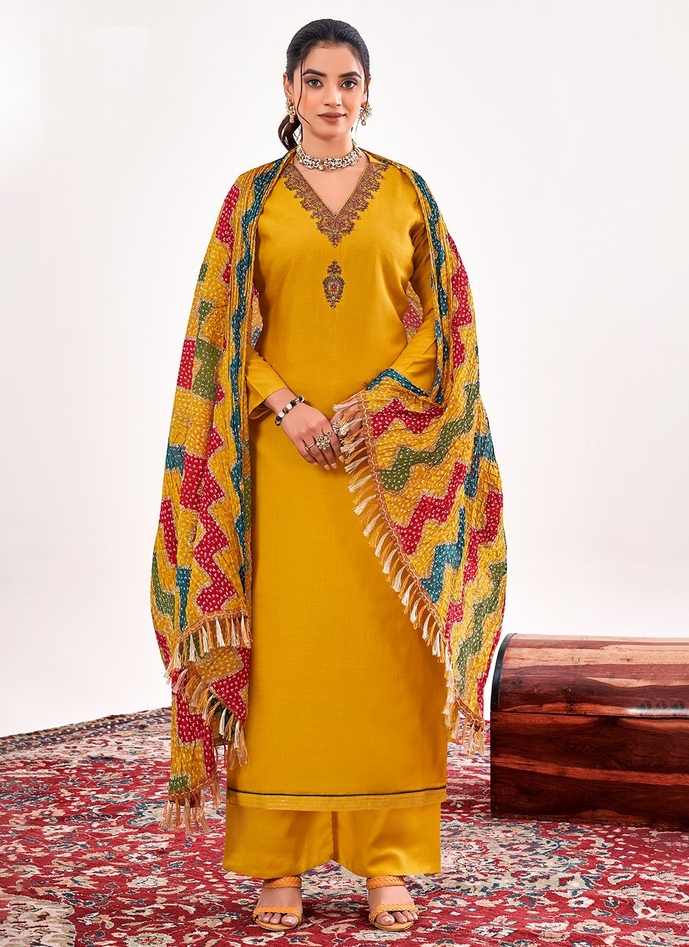 Simple yellow 2024 punjabi suit