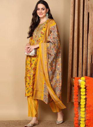 $52 - $64 - Yellow Sangeet Bollywood Replica Salwar Kameez Pure