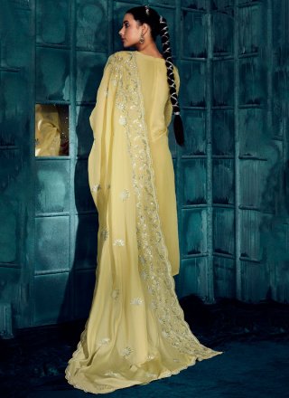 Yellow Silk Embroidered and Sequins Work Trendy Suit for Ceremonial