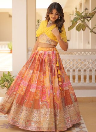 Yellow Silk Readymade Lehenga Choli