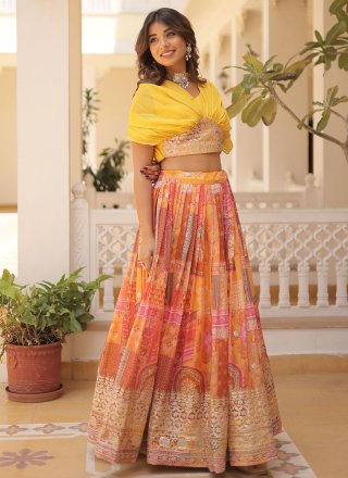 Yellow Silk Readymade Lehenga Choli