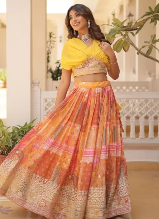 Yellow Silk Readymade Lehenga Choli