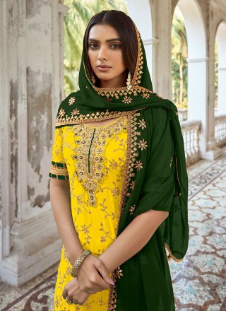 Yellow Silk Salwar Suit with