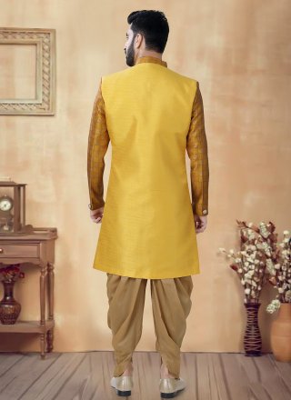 Yellow Silk Sherwani Mens Wear