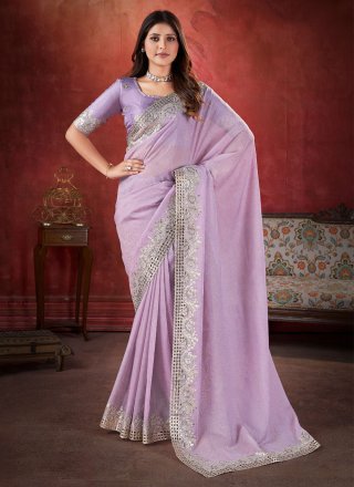 Zari Work Crush Trendy Saree In Purple