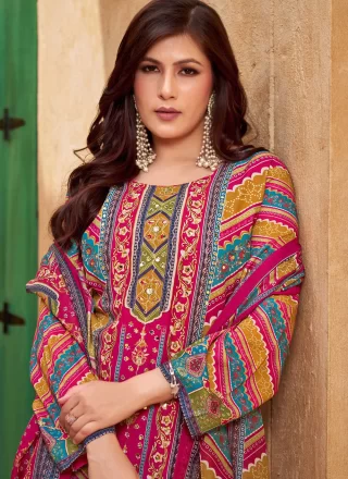 Aari, Digital Print, Hand and Mirror Work Muslin Readymade Style In Multi Colour