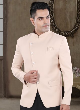 Aesthetic Peach Viscose Jodhpuri Suit