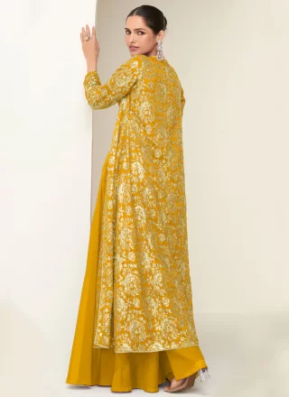 Affectionate Mustard Chinon Salwar Suit