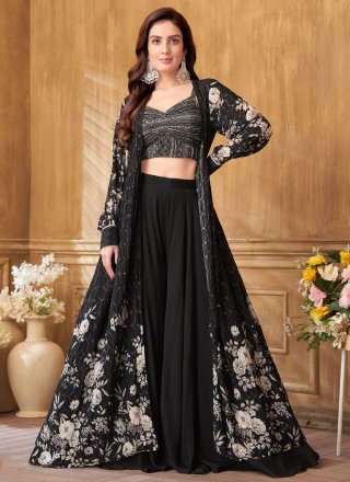 Alluring Black Georgette Palazzo Salwar Suit