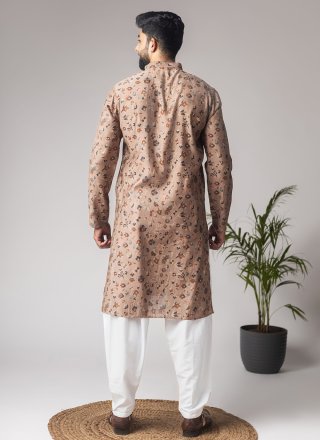 Alluring Brown Silk Kurta Pyjama
