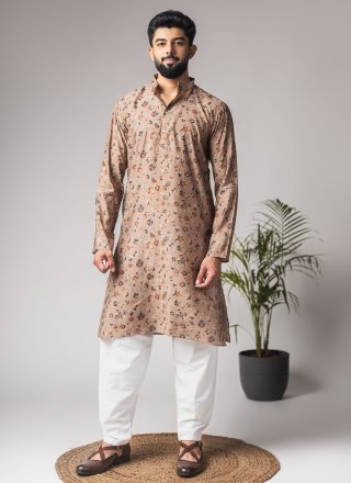 Alluring Brown Silk Kurta Pyjama