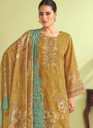 Alluring Mustard Muslin Salwar Suit