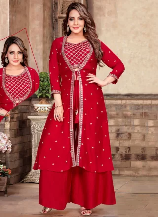 Alluring Red Silk Salwar Suit