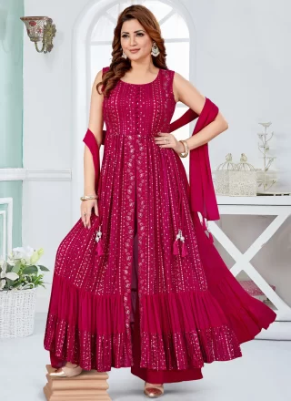 Amazing Rani Georgette Salwar Suit with Embroidered Work