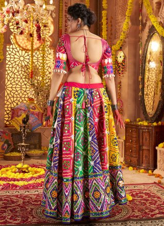 Angelic Multi Colour Cotton Readymade Lehenga Choli with Jacquard, Patch Border and Print Work