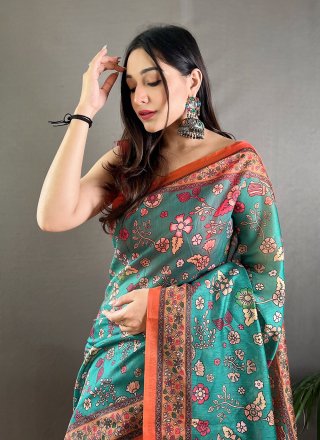 Aqua Blue Cotton Classic Saree