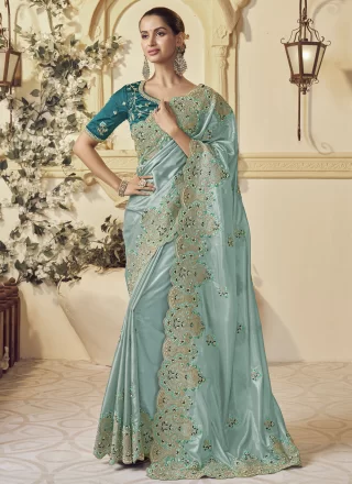 Aqua Blue Georgette Classic Saree