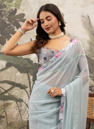 Aqua Blue Georgette Classic Saree