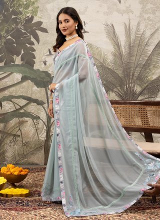 Aqua Blue Georgette Classic Saree