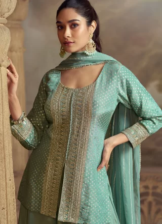 Aqua Blue Shimmer Salwar Suit