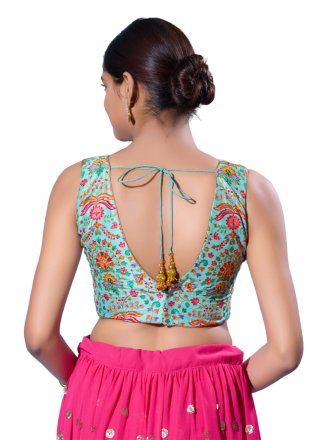Aqua Blue Silk Blouse