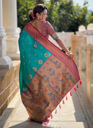 Aqua Blue Silk Classic Saree