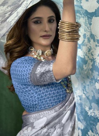 Aqua Blue Silk Classic Sari