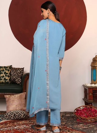 Aqua Blue Silk Salwar Suit