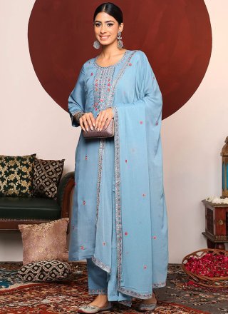 Aqua Blue Silk Salwar Suit