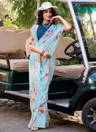 Aqua Blue Weight Less Traditional Saree