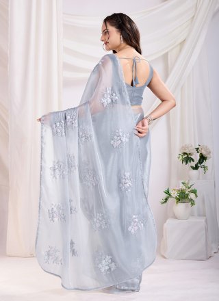 Aristocratic Grey JIMMY CHU Contemporary Saree
